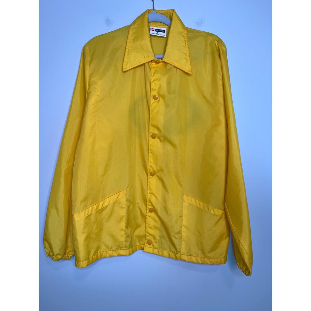 1970s Holloway Bright Yellow Burger Queen Restaurant Promo Slicker Snap Jacket M